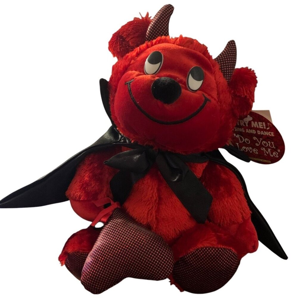 Red Dan Dee 12" Li'l Devil Valentine Music Box Plays "Do You Love Me" READ